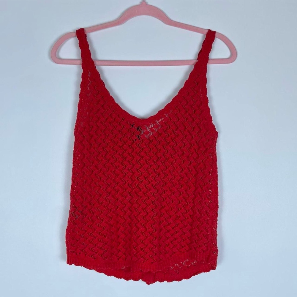 Red Knit Button Front Tank - Picture 7 of 7